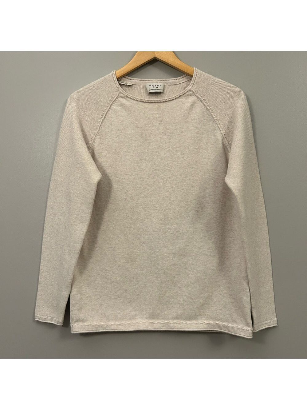 Selected Homme Men's Crewneck Sweater in Cream Organic Fibres Medium